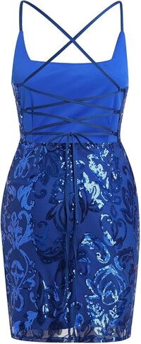 ODIZLI Women's Spaghetti Straps Sparkly Sequins Bodycon Mini Dress Party Nightclub in Saudi Arabia