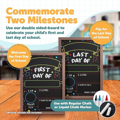 First Day Last Day of School Chalkboard Double Sided Sign with Frame - 14" x 10" in Saudi Arabia
