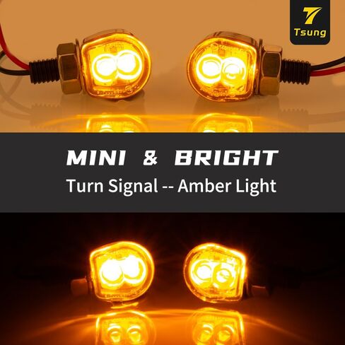 دراجة نارية صغيرة LED إشارات الانعطاف الصغيرة مؤشر أمامي وخلفي صغير متوافق مع هارلي ديفيدسون هوندا كاواساكي سوزوكي تريومف ياماها كروزر تشوبرز دراجة الشارع (عدسة دخان أسود) in Kuwait