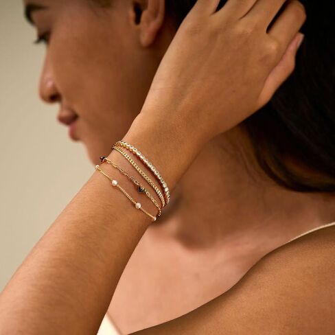 Gold Bracelets for Women,14K Gold Plated Dainty Bracelet Chain Sets Stackable Bracelets for Women Adjustable Bracelet Pack Gifts for Women Girls in Kuwait