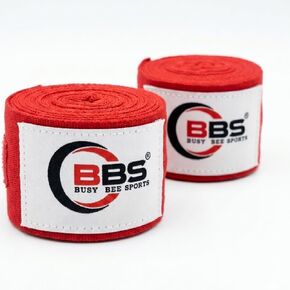 Busy Bee Sports Red Boxing Hand Wraps 180" – Elastic Cotton MMA, Muay Thai & Kickboxing Wraps – Thumb Loop & Hook & Loop Closure – Wrist & Knuckle Support (Pair) in Saudi Arabia