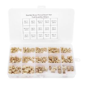 Thread Knurled Brass Nuts,380Pcs Inserts M2 .5 M3 M5 M6 Metric Female Embedment Assortment Kit in Kuwait