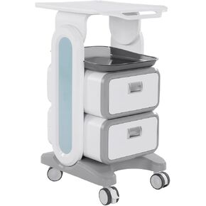 3 Tiers Lab Utility Cart with 2 Drawers & 1 Top Tray Medical Trolley Cart with 4 Silent Wheels for Hospital Office Bedroom Clinic in Kuwait