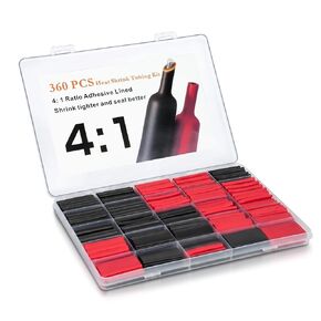 4:1 Ratio Dual Wall Heat Shrink Tubing Kit 360 PCS, Adhesive Lined, Marine Grade Waterproof Wire Shrink Wrap Tubing for Professional Cable Protection & Repair (Black & Red) in Kuwait