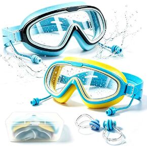 Kids Swim Goggles,Wide View Anti Fog Swimming Goggles for Boys Girls 3-16 with UV Protection,Pool Beach Essentials in Kuwait