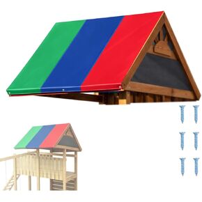 Swing Set Replacement Tarp, 52 x 89 in Multicolor Playground Roof, Multicolor Backyard Playset Canopy Replacement for Play Set Outdoor(Green + Blue + Red) in Kuwait