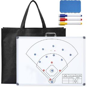 AmazingSpark 23 Pcs Magnetic Baseball Softball Coaching Board Set Large 2 Sided Dry Erase Board, Portable Tactical Clipboard Equipped with Tote Bag, Markers, Eraser, Magnets for Training Match in Kuwait