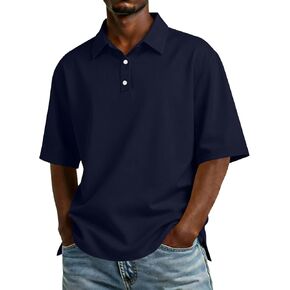 Polo Shirts for Men Men's Polo Shirts Summer Short Sleeve Casual Button T Shirts Classic Fit Collared Golf Shirt in Saudi Arabia