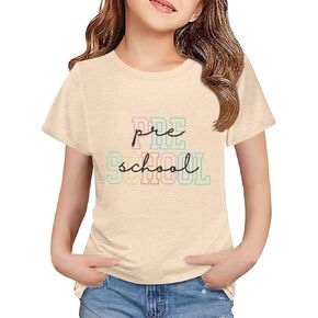 Toddler Back to School Shirt Kids Boys Girls First Day of Preschool Tshirt Youth Cute Graphic Tee (a-Beige, 10-11Years) in Kuwait
