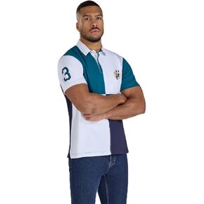 Raging Bull - Cut & Sew Harlequin Rugby Shirt - Men's Colour Block Day Collared Neck Rugby Shirt in Kuwait