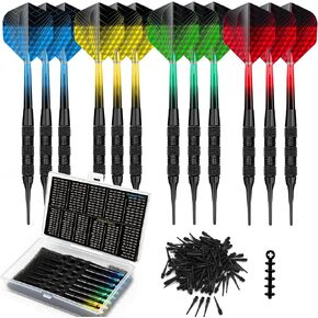 12 Pack Soft Tip Darts Set - Darts Plastic Tip 17g -Dart Flights in 4 Colors with a Dart Storage Case- with 40 Extra Dart Tips and 1Pcs Wrench for Electronic Dartboard in Saudi Arabia