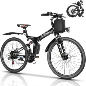 دراجة كهربائية Vivi M026TGB مقاس 26 بوصة للبالغين، دراجة جبلية كهربائية قابلة للطي بمحرك 500 وات، بطارية قابلة للإزالة 48 فولت، دراجة كهربائية 21 سرعة، حتى 50 ميلًا، معتمدة من SGS إلى UL2849 in Kuwait