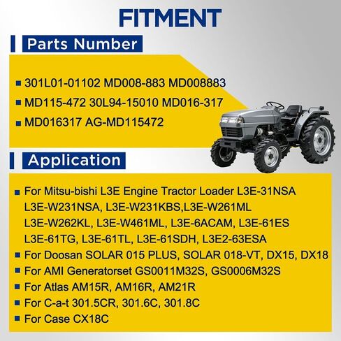مجموعة حشية إصلاح محرك الديزل L3E 301L01-01102 MD008-883 لـ Mitsubi-shi L3E-W461ML L3E-W261ML L3E-61TG L3E-61SDH - يستبدل MD115-472 30L94-15010 MD016-317 AG-MD115472 in Kuwait