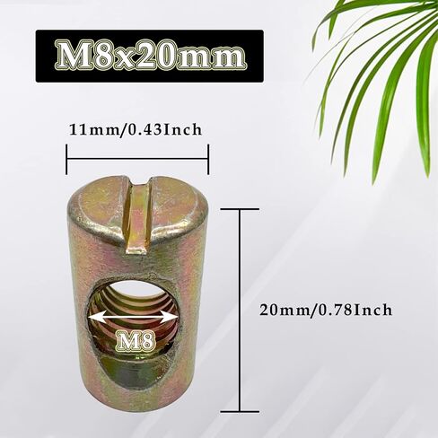 M8x20mm صواميل برميل مشقوقة، مسامير متقاطعة صواميل مجلفنة مشقوقة لكراسي أسرة الأثاث (20 قطعة) in Kuwait