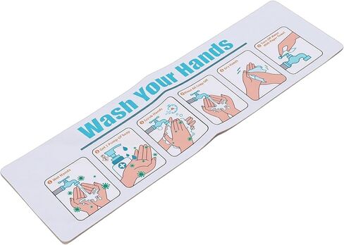 Zunate Hand Washing Instruction Sign, Water Proof Self Adhesive Guide for School or Restaurant Sink Decal to Promote Visual Habits for Young Children in Saudi Arabia