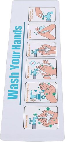 Zunate Hand Washing Instruction Sign, Water Proof Self Adhesive Guide for School or Restaurant Sink Decal to Promote Visual Habits for Young Children in Saudi Arabia