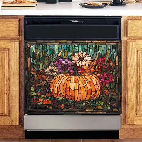 Pumpkin Dishwasher Magnet Cover, 23 x 17 Inch Magnetic Dishwasher Decal, Waterproof Seasonal Kitchen Decor for Autumn Harvest Thanksgiving Home Decoration in Kuwait