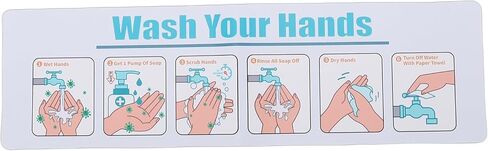 Zunate Hand Washing Instruction Sign, Water Proof Self Adhesive Guide for School or Restaurant Sink Decal to Promote Visual Habits for Young Children in Saudi Arabia