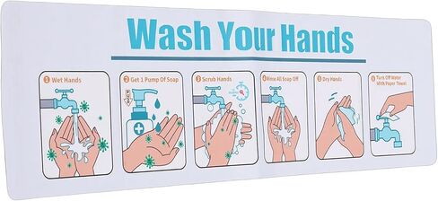 Zunate Hand Washing Instruction Sign, Water Proof Self Adhesive Guide for School or Restaurant Sink Decal to Promote Visual Habits for Young Children in Saudi Arabia