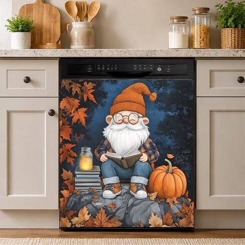 Pumpkin Dishwasher Magnet Cover, 23 x 17 Inch Magnetic Dishwasher Decal, Waterproof Seasonal Kitchen Decor for Autumn Harvest Thanksgiving Home Decoration in Kuwait