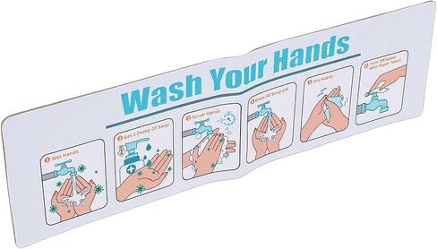 Zunate Hand Washing Instruction Sign, Water Proof Self Adhesive Guide for School or Restaurant Sink Decal to Promote Visual Habits for Young Children in Saudi Arabia
