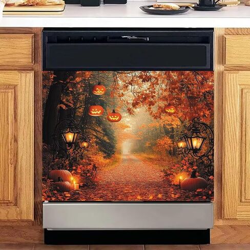 Pumpkin Dishwasher Magnet Cover, 23 x 17 Inch Magnetic Dishwasher Decal, Waterproof Seasonal Kitchen Decor for Autumn Harvest Thanksgiving Home Decoration in Kuwait