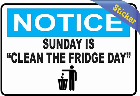 ملصق فينيل ملصق يوم الأحد هو تنظيف الثلاجة، مقاس 12.7 سم × 8.89 سم in Kuwait