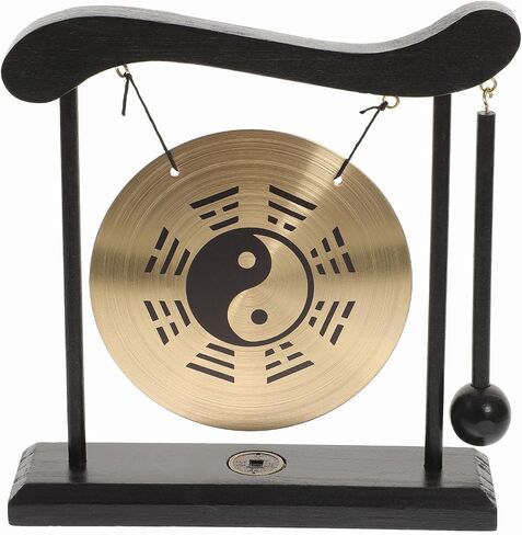 HOMSFOU Mini Desk Gong - Small Brass Gong for Meditation, Sound Healing, Feng Shui, Japanese Zen Decor & Desktop Decoration in Saudi Arabia