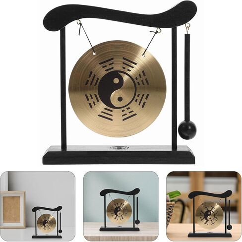 HOMSFOU Mini Desk Gong - Small Brass Gong for Meditation, Sound Healing, Feng Shui, Japanese Zen Decor & Desktop Decoration in Saudi Arabia