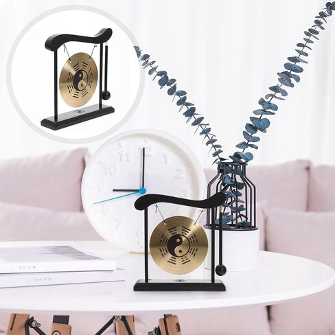 HOMSFOU Mini Desk Gong - Small Brass Gong for Meditation, Sound Healing, Feng Shui, Japanese Zen Decor & Desktop Decoration in Saudi Arabia