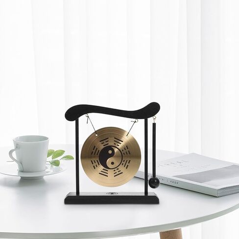 HOMSFOU Mini Desk Gong - Small Brass Gong for Meditation, Sound Healing, Feng Shui, Japanese Zen Decor & Desktop Decoration in Saudi Arabia