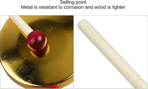 Gong Hand Gong Portable Musical Instrument 12cm Gold Enhance Rhythm Coordination with Traditional Chinese Percussion Instrument Lightweight Metal Wood with Ergonomic Handle (9cm) in Kuwait