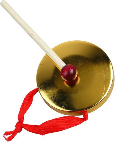 Gong Hand Gong Portable Musical Instrument 12cm Gold Enhance Rhythm Coordination with Traditional Chinese Percussion Instrument Lightweight Metal Wood with Ergonomic Handle (9cm) in Kuwait