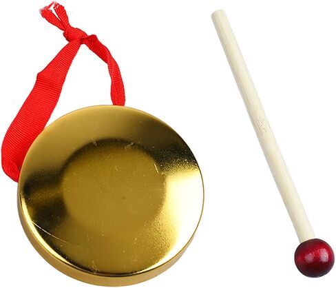 Gong Hand Gong Portable Musical Instrument 12cm Gold Enhance Rhythm Coordination with Traditional Chinese Percussion Instrument Lightweight Metal Wood with Ergonomic Handle (9cm) in Kuwait