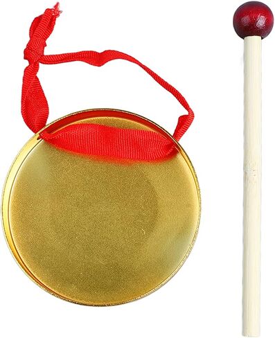 Gong Hand Gong Portable Musical Instrument 12cm Gold Enhance Rhythm Coordination with Traditional Chinese Percussion Instrument Lightweight Metal Wood with Ergonomic Handle (9cm) in Kuwait