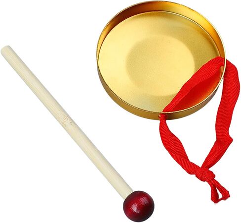 Gong Hand Gong Portable Musical Instrument 12cm Gold Enhance Rhythm Coordination with Traditional Chinese Percussion Instrument Lightweight Metal Wood with Ergonomic Handle (9cm) in Kuwait