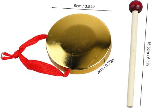 Gong Hand Gong Portable Musical Instrument 12cm Gold Enhance Rhythm Coordination with Traditional Chinese Percussion Instrument Lightweight Metal Wood with Ergonomic Handle (9cm) in Kuwait