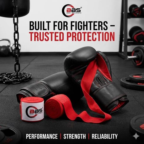 لفافات يد ملاكمة حمراء مشغولة من Busy Bee Sports مقاس 180 بوصة - لفافات MMA قطنية مرنة، ولفائف الملاكمة التايلاندية والكيك بوكسينغ - حلقة إبهام وخطاف وحلقة إغلاق - دعم المعصم والمفاصل (زوج) in Kuwait