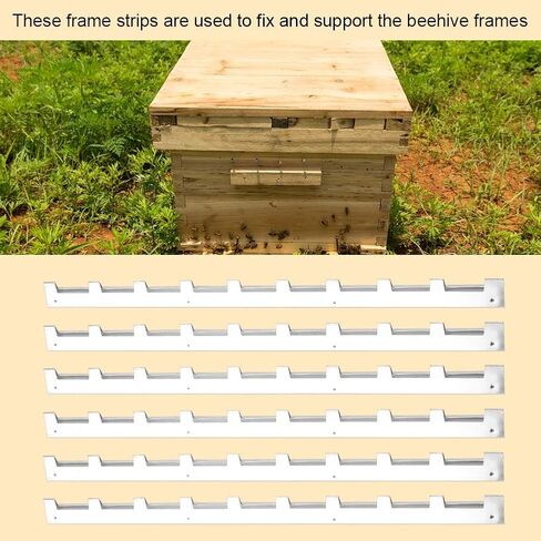 6Pcs 9 Frame Spacer for Bee Hive, 14.57 x 0.94in Beehive Frame Spacers, Easily Installing Metal Beehive Frame Strips for Beekeepers to Fix and Support Box Frames in Kuwait