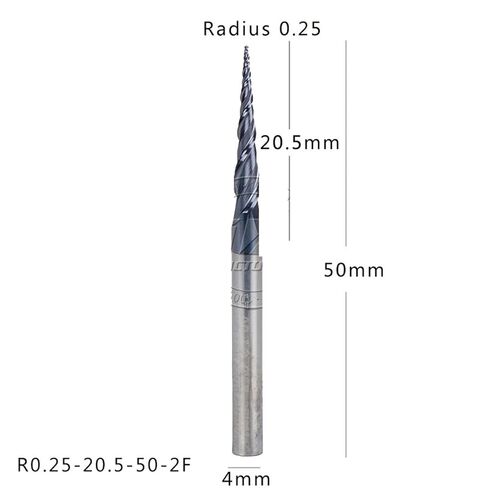 R0.25 * D4 * 20.5 * 50L * 2F كربيد الصلبة كربيد المغلفة تفتق الكرة الأنف نهاية المطاحن تفتق ومخروط بت الخشب 2 قطعة in Kuwait
