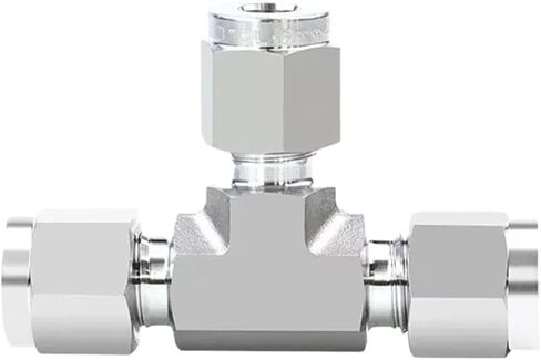 3-25mm 1/8-1" Inch Tube OD Compression 316L Stainless Steel Forged Tee 3 Ways Pipe Fitting Connector With UNF Thread Nut(Thin Silver Plated,5L8_THREAD) in Kuwait