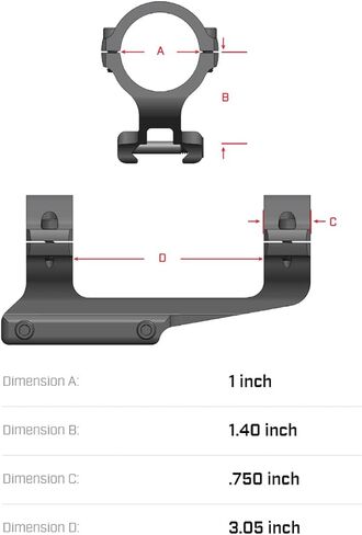 Warne Vapor 1 inch 1 Piece MSR Mount, Matte black in Kuwait