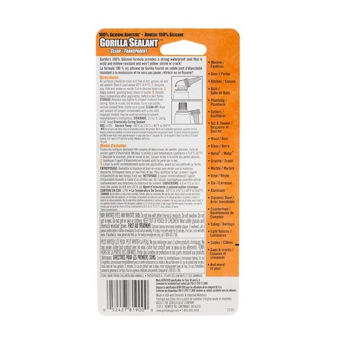 Gorilla 82ml Acrylic Silicone Caulk Sealant Tube, Water Resistant, 2.8 Fl Oz, Paste in Kuwait