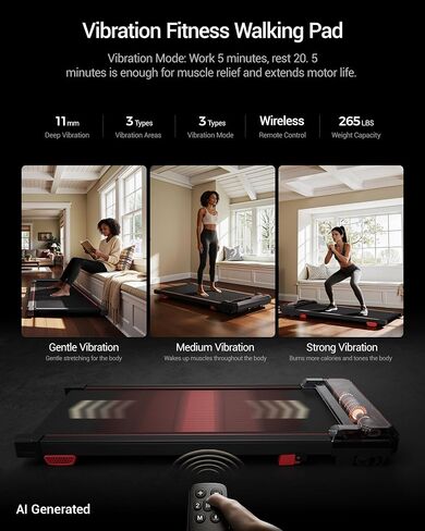 CURSOR FITNESS Walking Vibration Pad with 14% Incline 3.0HP Under Desk Portable Treadmills for Home Quiet 265LBS Vibration Plate Treadmill with Remote Control in Kuwait