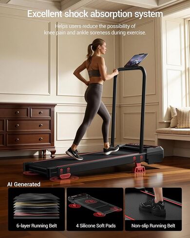 CURSOR FITNESS Walking Vibration Pad with 14% Incline 3.0HP Under Desk Portable Treadmills for Home Quiet 265LBS Vibration Plate Treadmill with Remote Control in Kuwait