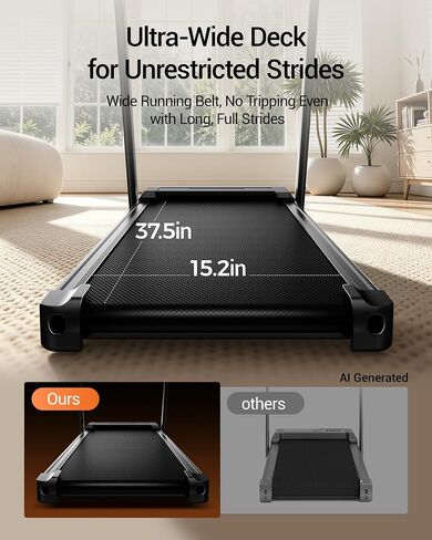 Treadmills for Home with 16% Incline & Led Screen, 3.0HP Quiet Foldable Treadmill with Handle Bar Up to 400lbs Capacity, 7-Layer Shock-Absorbing Walking Pad Treadmill 0.6-7.2MPH in Kuwait