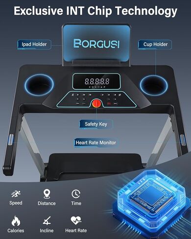 جهاز مشي BORGUSI Auto Incline للمنزل - حزام عريض طويل 47.3 بوصة × 17.5 بوصة، 3.5 حصان، تطبيق بلوتوث، 10 ميل في الساعة، سعة 300 رطل، 40 برنامجًا محددًا مسبقًا in Kuwait