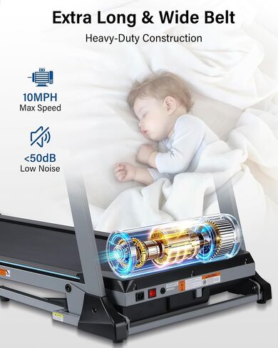 جهاز مشي BORGUSI Auto Incline للمنزل - حزام عريض طويل 47.3 بوصة × 17.5 بوصة، 3.5 حصان، تطبيق بلوتوث، 10 ميل في الساعة، سعة 300 رطل، 40 برنامجًا محددًا مسبقًا in Kuwait