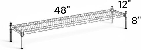 رف سلكي من الكروم مقاس 12 × 48 بوصة، ارتفاع 8 بوصة - منصة تخزين فولاذية شديدة التحمل، مقاومة للصدأ، معتمدة من NSF، سهلة التنظيف، للمبردات والمجمدات والمطاعم والمستودعات in Kuwait