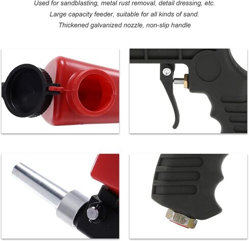 Pneumatic Sandblasting Gun Small Handheld Sand Machine 90PSI Air Sandblasting Tool for Rust Removal Polishing 21lbs Capacity Aluminum Alloy 2 Nozzles in Saudi Arabia